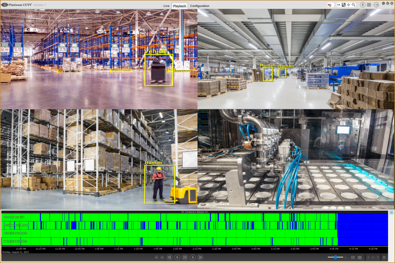 security cameras in a manufacturing facility